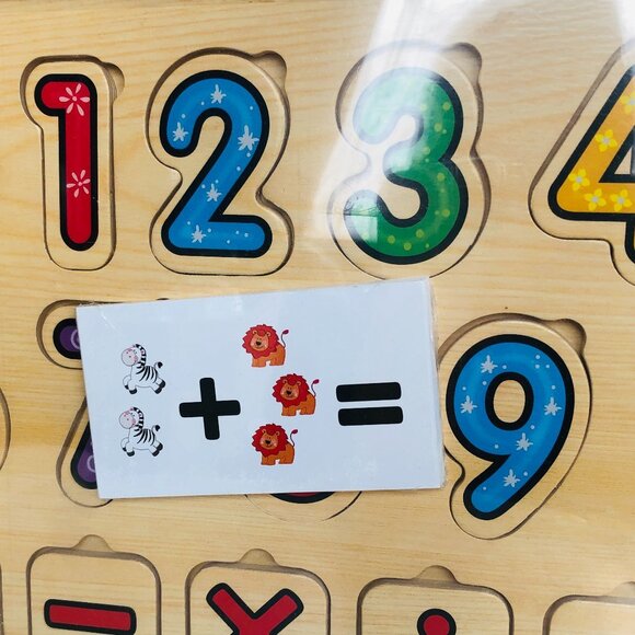 Wooden Numbers Puzzle with Math Equation Cards New Sealed Age 5+ - Picture 9 of 11